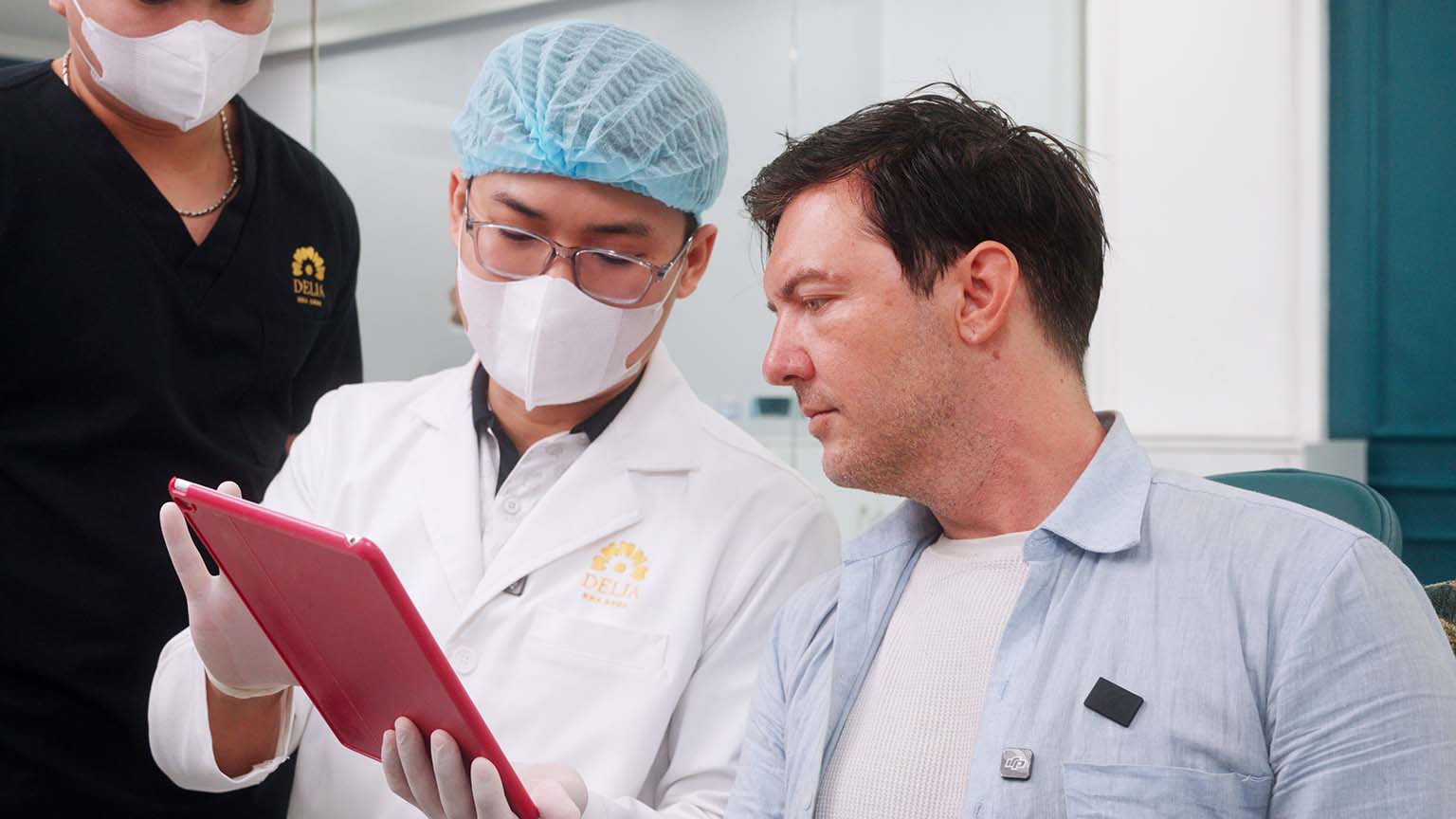 Carl Tomich at his first dental consultation in Hanoi