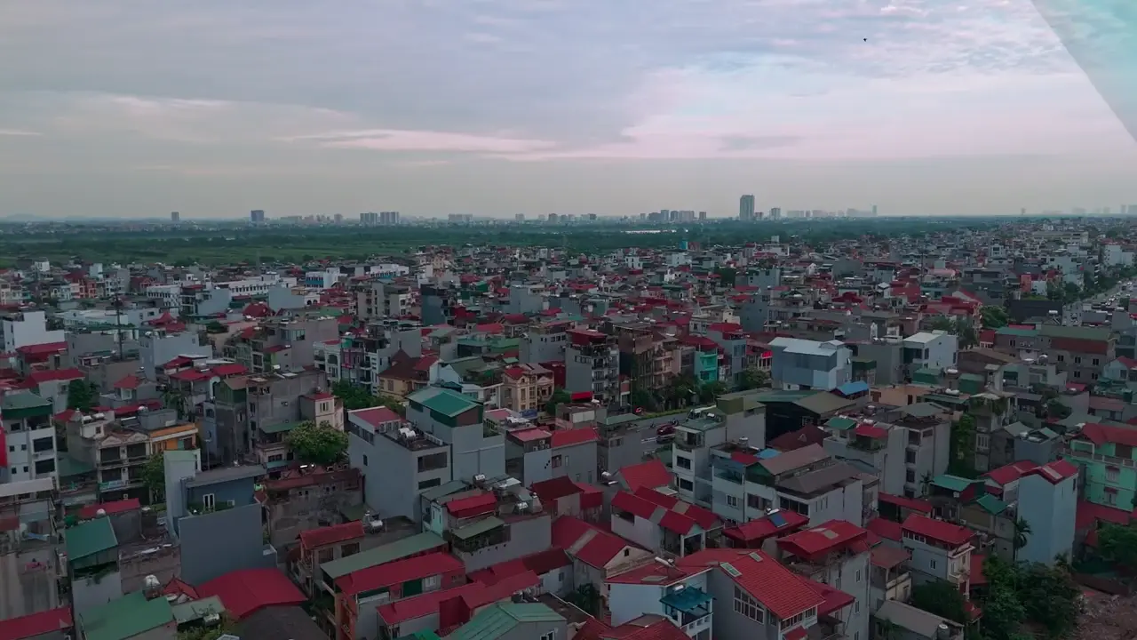 Drone view of the Ocean City area on the way to Grand World Hanoi