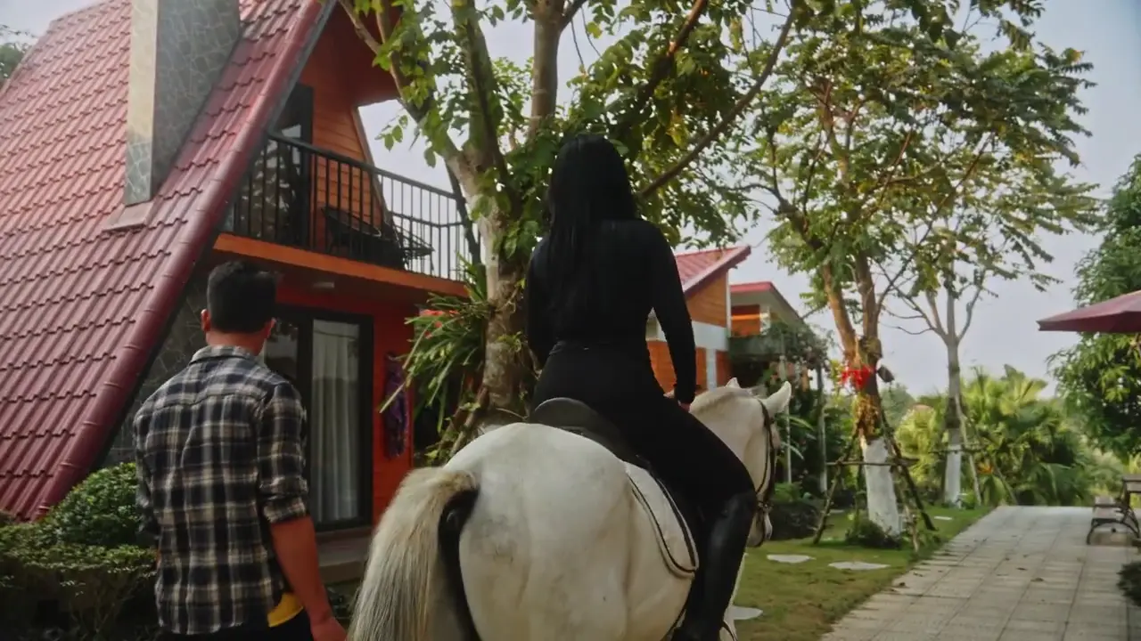 Garden and riding area at a countryside horse riding experience near Hanoi