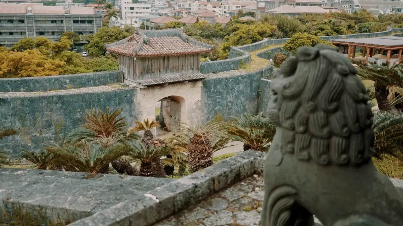 Okinawa stone gate and castle area from Carl's karate travel video
